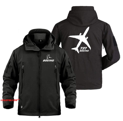 AIRPLANE LOVER Military Fleece Black / S Boeing 737 Angle View