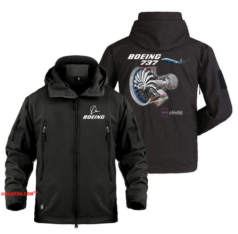 AIRPLANE LOVER Military Fleece Black / S Boeing 737-CFM56