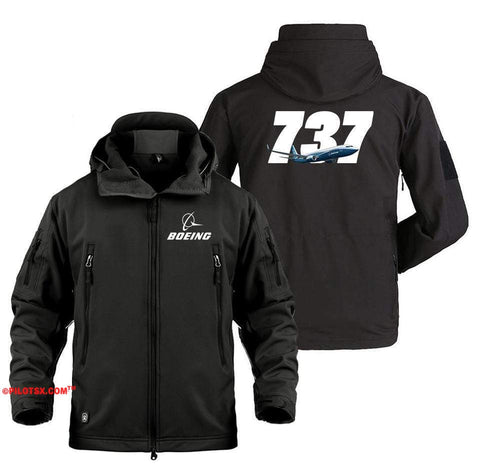 AIRPLANE LOVER Military Fleece Black / S Boeing 737 Flying