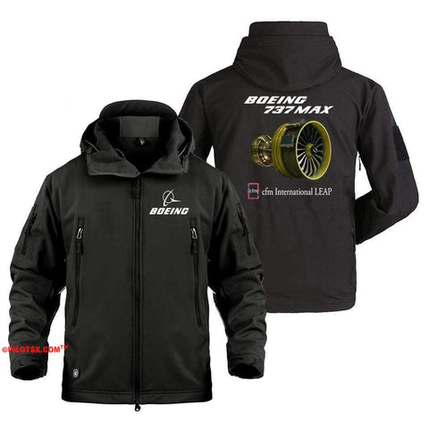 AIRPLANE LOVER Military Fleece Black / S Boeing 737 MAX Engine