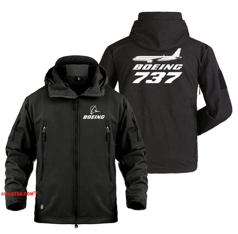 AIRPLANE LOVER Military Fleece Black / S Boeing 737 With Aircraft