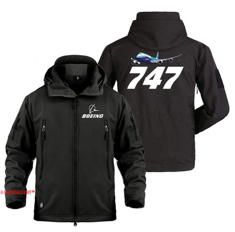 AIRPLANE LOVER Military Fleece Black / S Boeing 747 Flying