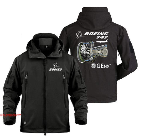 AIRPLANE LOVER Military Fleece Black / S Boeing 747 GENX