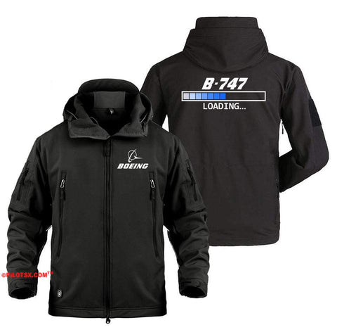 AIRPLANE LOVER Military Fleece Black / S Boeing 747 Loading