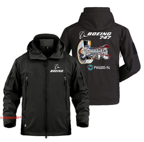 AIRPLANE LOVER Military Fleece Black / S Boeing 747-PW4000-94