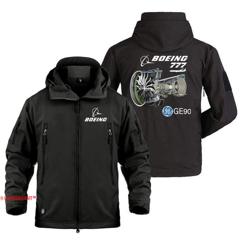 AIRPLANE LOVER Military Fleece Black / S Boeing 777 GE90