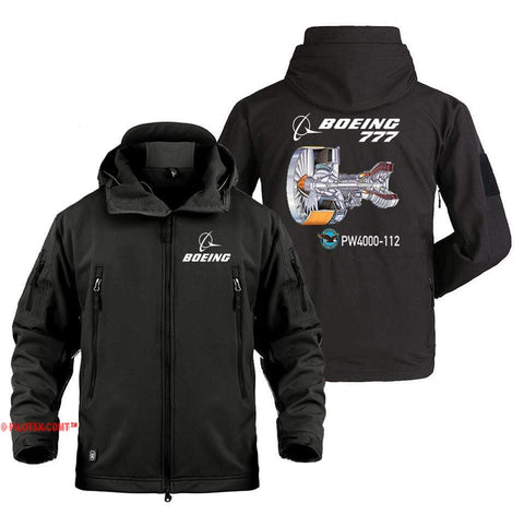 AIRPLANE LOVER Military Fleece Black / S Boeing 777 PW4000-112