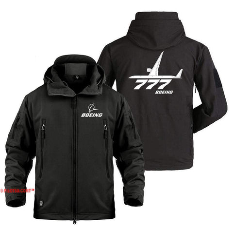 AIRPLANE LOVER Military Fleece Black / S Boeing 777 Side Views