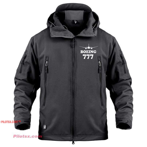 AIRPLANE LOVER Military Fleece Black / S Boeing 777 With Aircraft