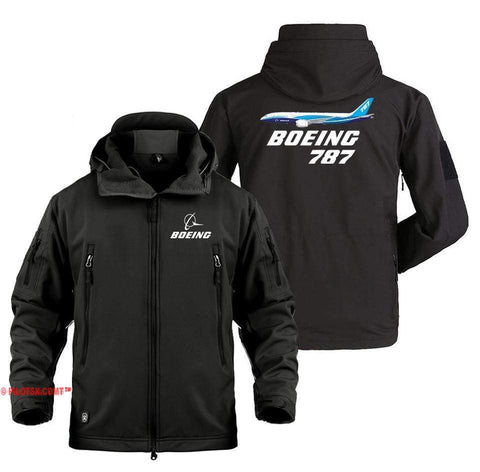 AIRPLANE LOVER Military Fleece Black / S Boeing 787 Side View