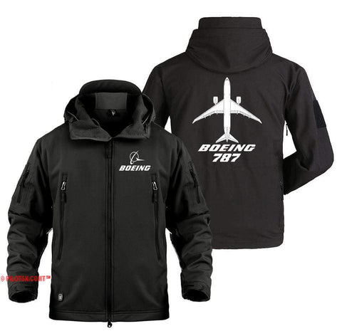 AIRPLANE LOVER Military Fleece Black / S Boeing 787 With aircraft