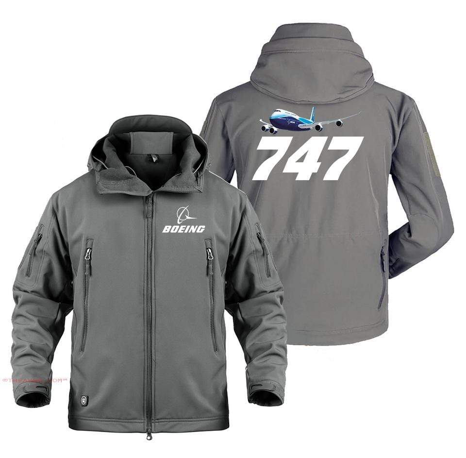 AIRPLANE LOVER Military Fleece Gray / S Boeing 747 Flying