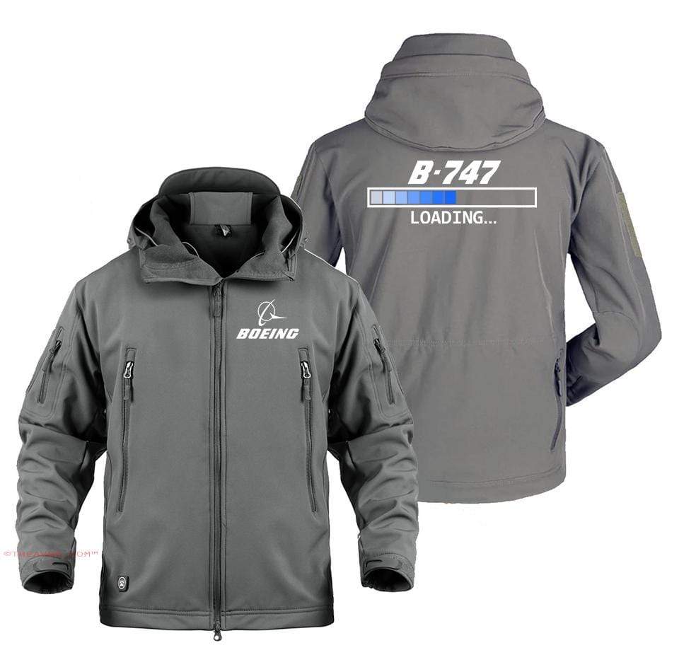 AIRPLANE LOVER Military Fleece Gray / S Boeing 747 Loading