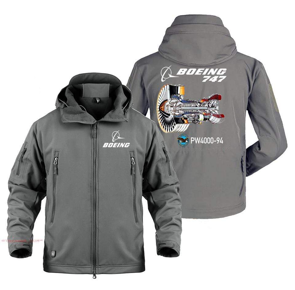 AIRPLANE LOVER Military Fleece Gray / S Boeing 747-PW4000-94