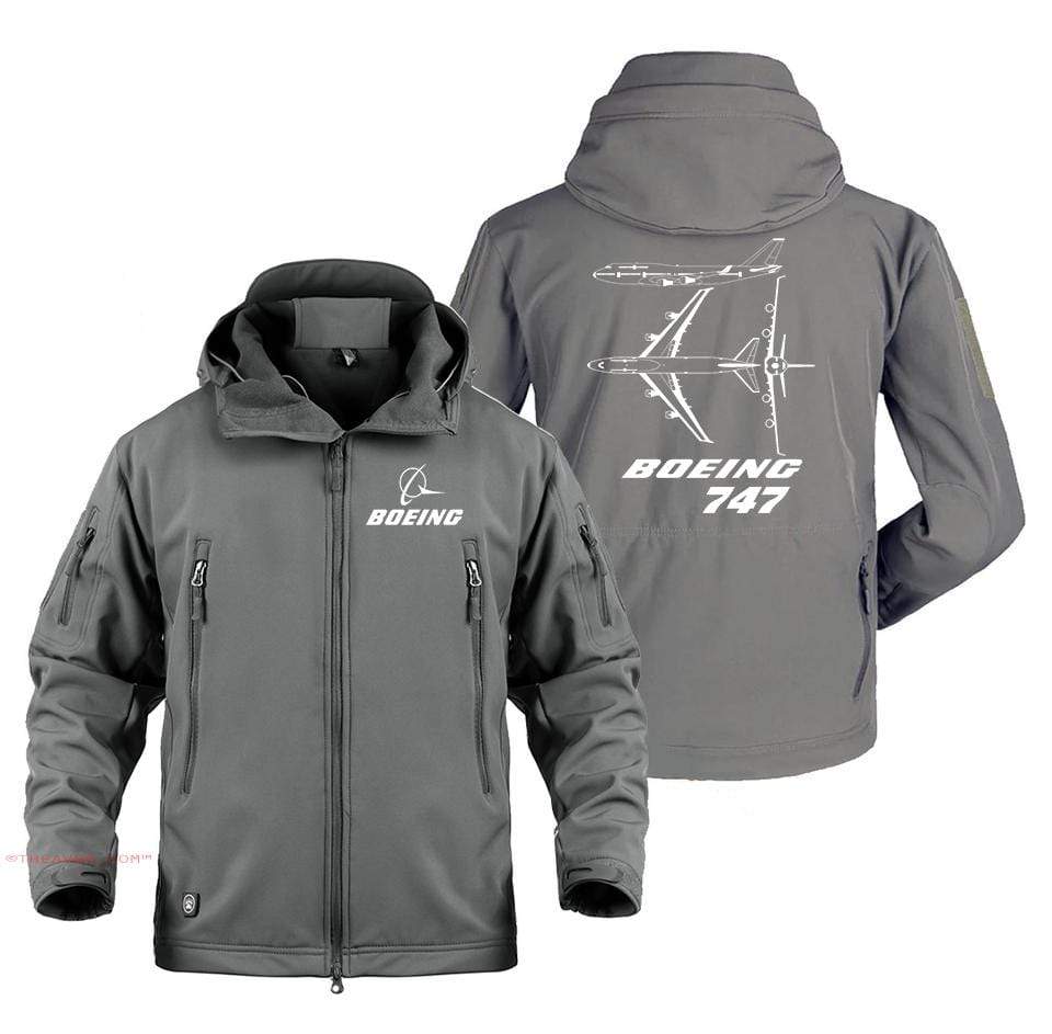 AIRPLANE LOVER Military Fleece Gray / S Boeing 747 Real views