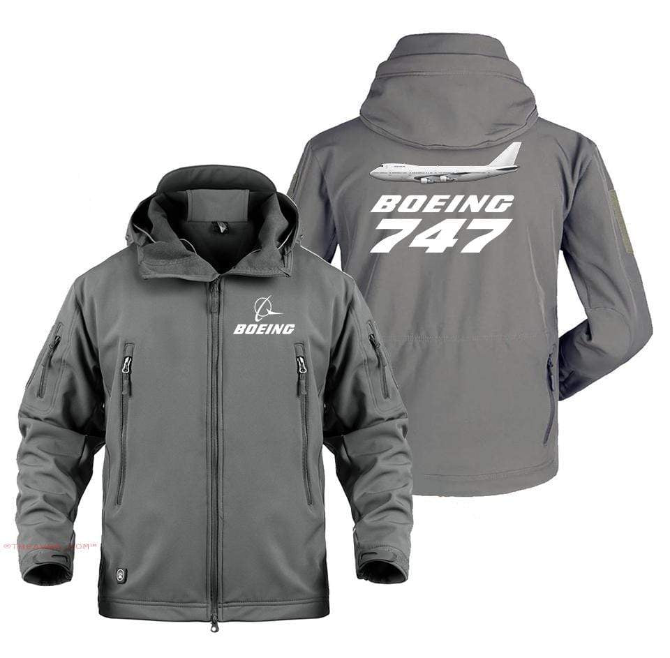 AIRPLANE LOVER Military Fleece Gray / S Boeing 747 With Aircraft