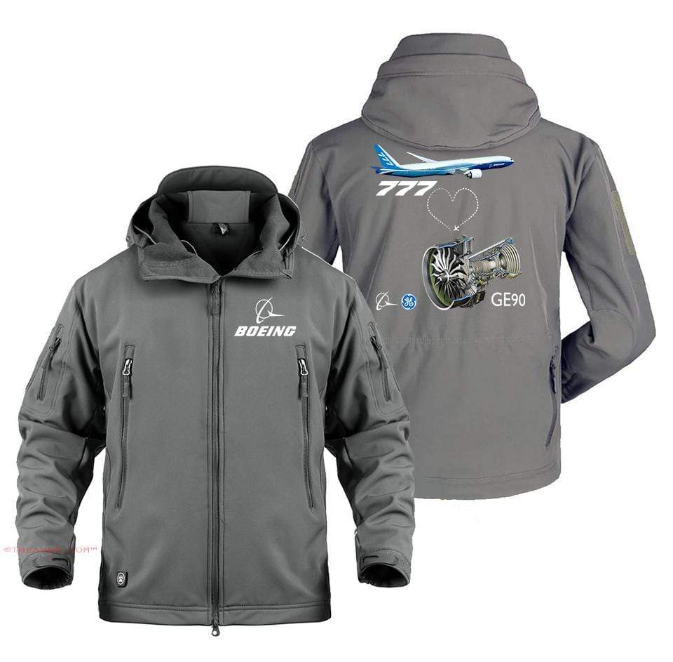 AIRPLANE LOVER Military Fleece Gray / S Boeing 777 GE90