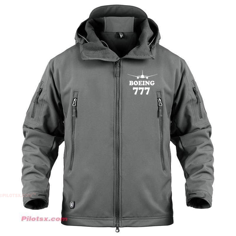 AIRPLANE LOVER Military Fleece Gray / S Boeing 777 With Aircraft