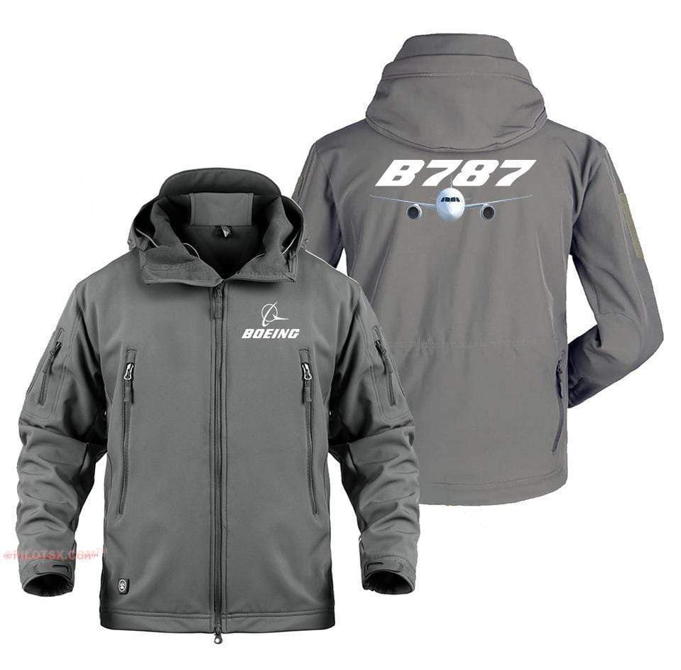 AIRPLANE LOVER Military Fleece Gray / S Boeing 787 Flying View