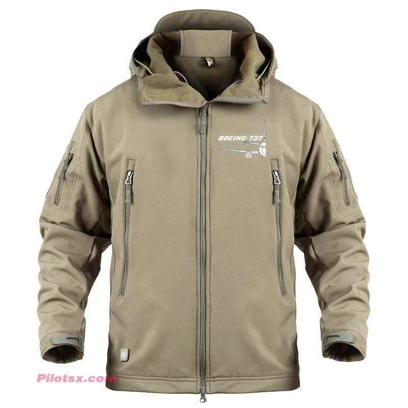 AIRPLANE LOVER Military Fleece Khaki / S Boeing 737 Side view