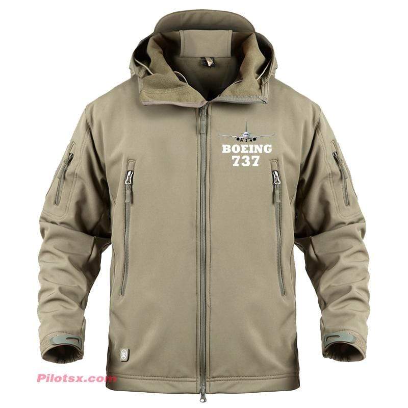 AIRPLANE LOVER Military Fleece Khaki / S Boeing 737 With Aircraft