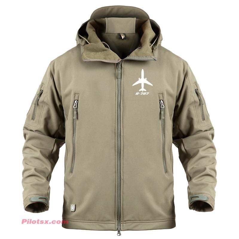 AIRPLANE LOVER Military Fleece Khaki / S Boeing 787 Aircraft