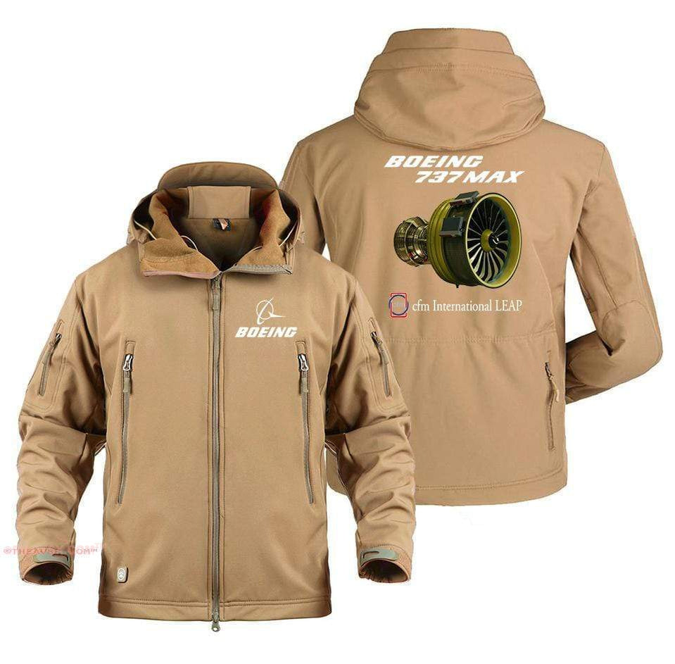 AIRPLANE LOVER Military Fleece Sand / S Boeing 737 MAX Engine