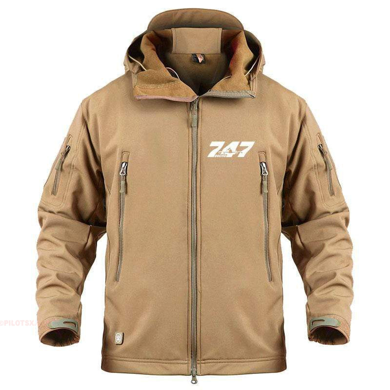 AIRPLANE LOVER Military Fleece Sand / S Boeing 747 Jacket