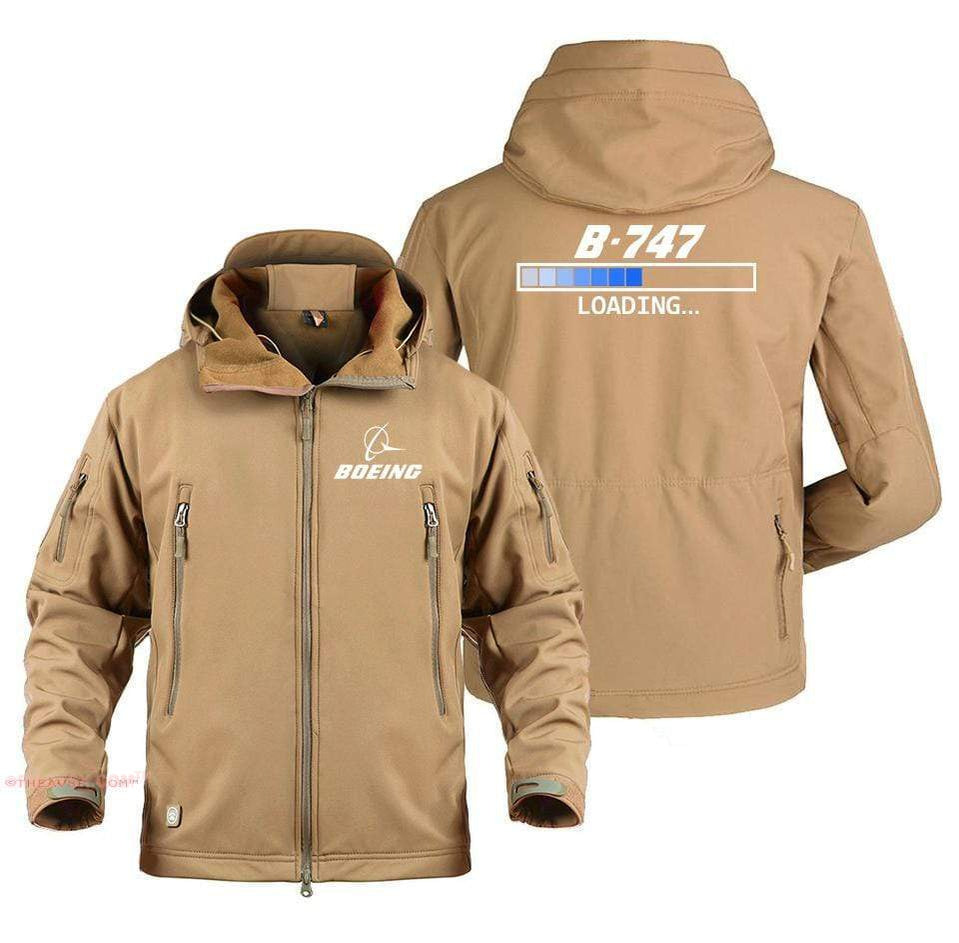 AIRPLANE LOVER Military Fleece Sand / S Boeing 747 Loading