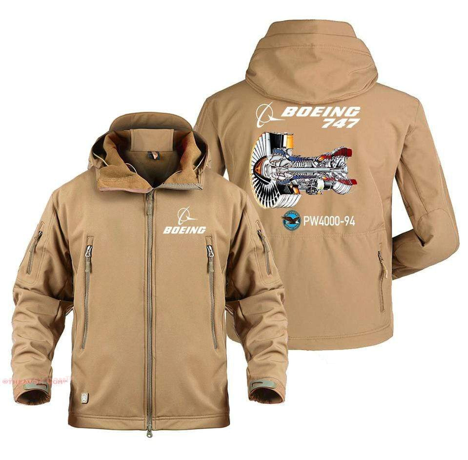 AIRPLANE LOVER Military Fleece Sand / S Boeing 747-PW4000-94