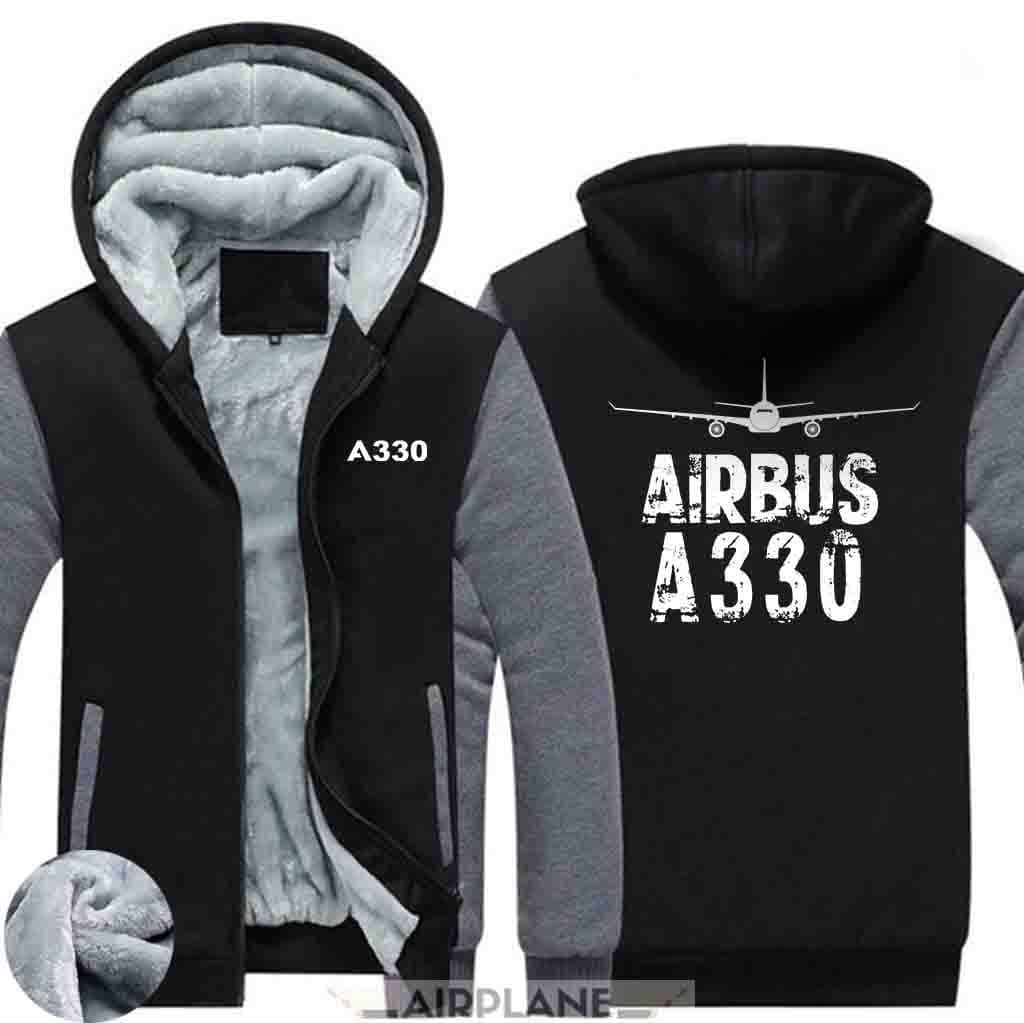 AIRZT HOODIES Black Gray / S Airbus A330 Zipper Sweaters