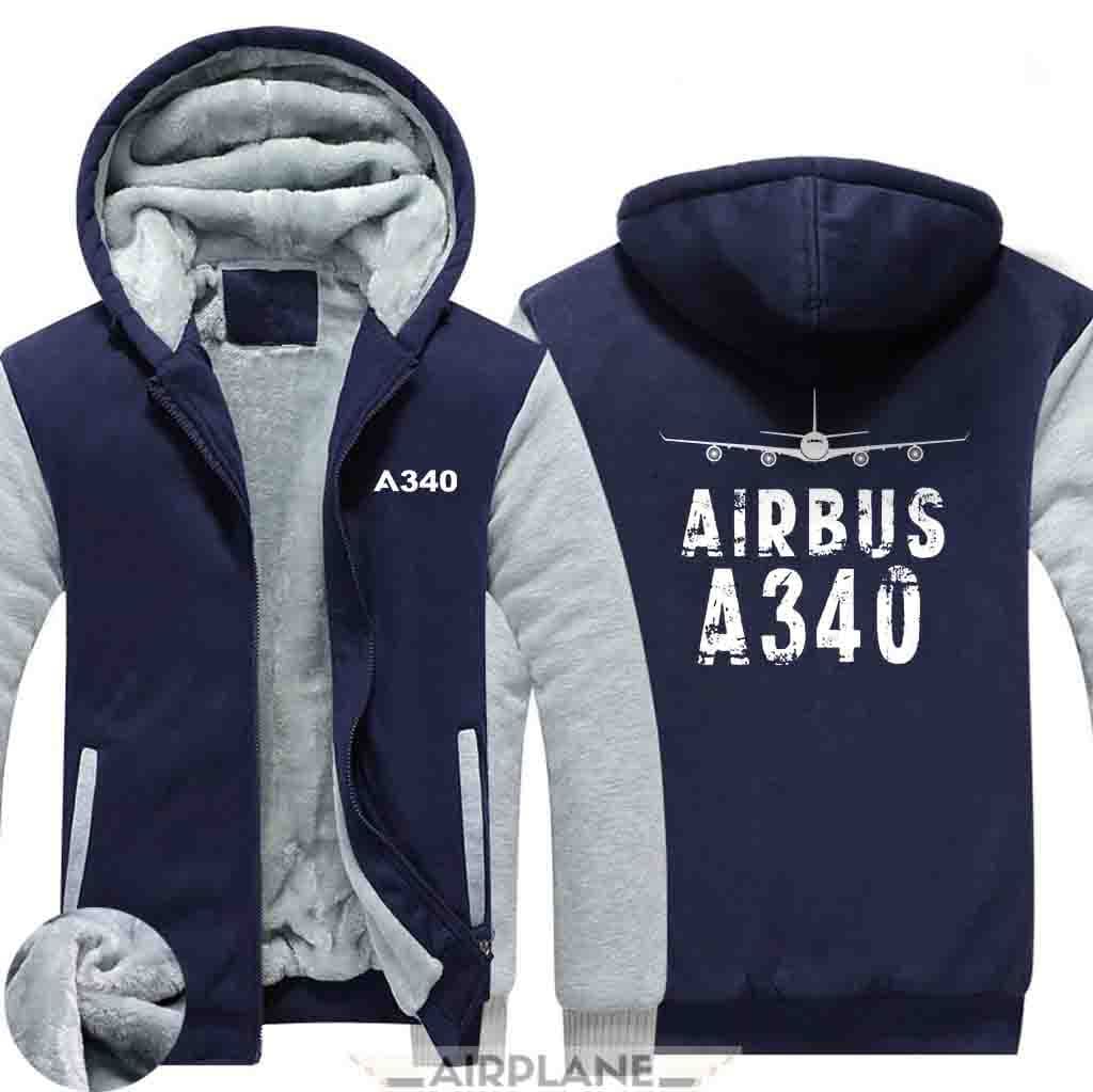 AIRZT HOODIES Black Gray / S Airbus A340 Zipper Sweaters