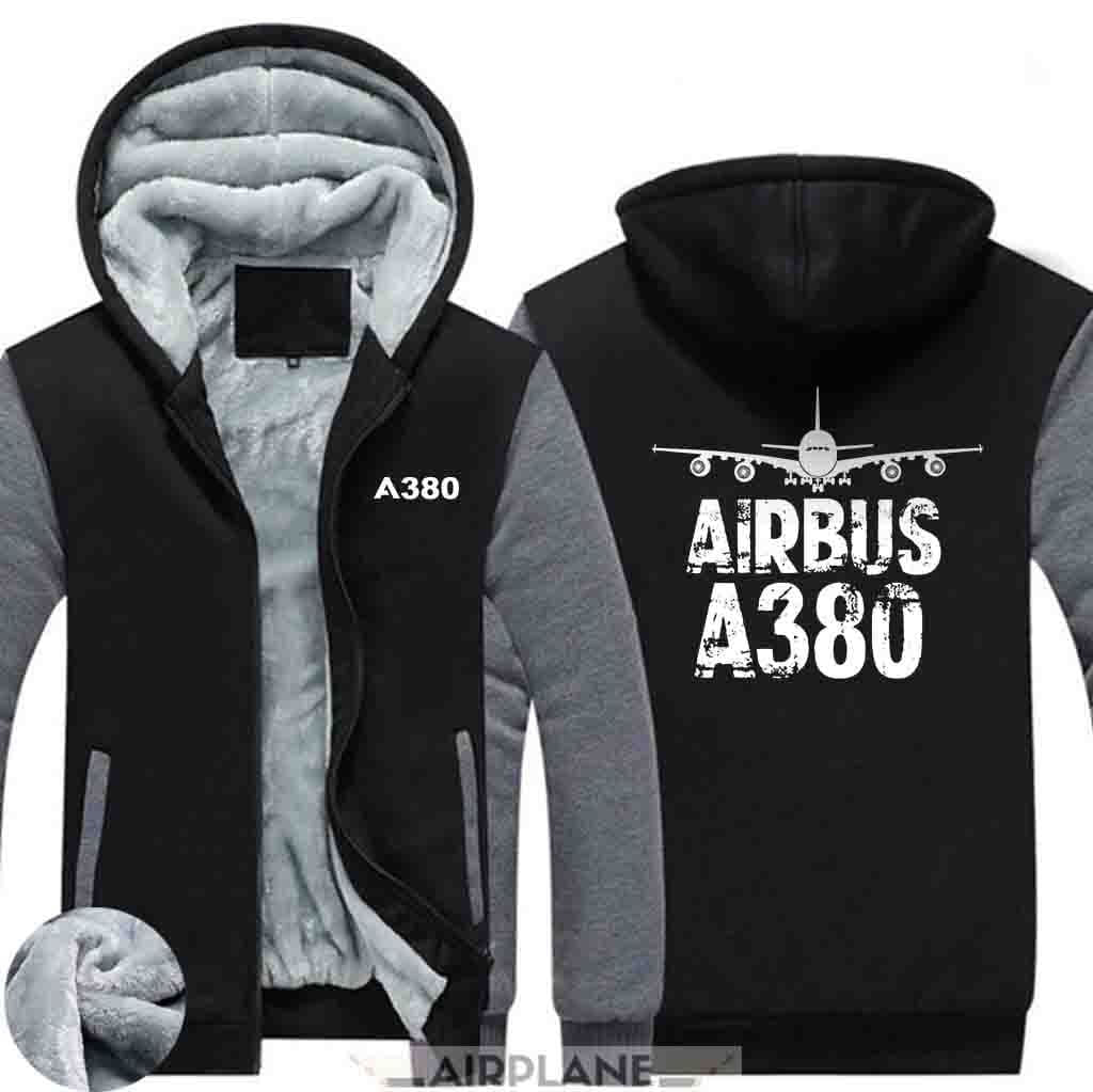 AIRZT HOODIES Black Gray / S Airbus A380 Zipper Sweaters