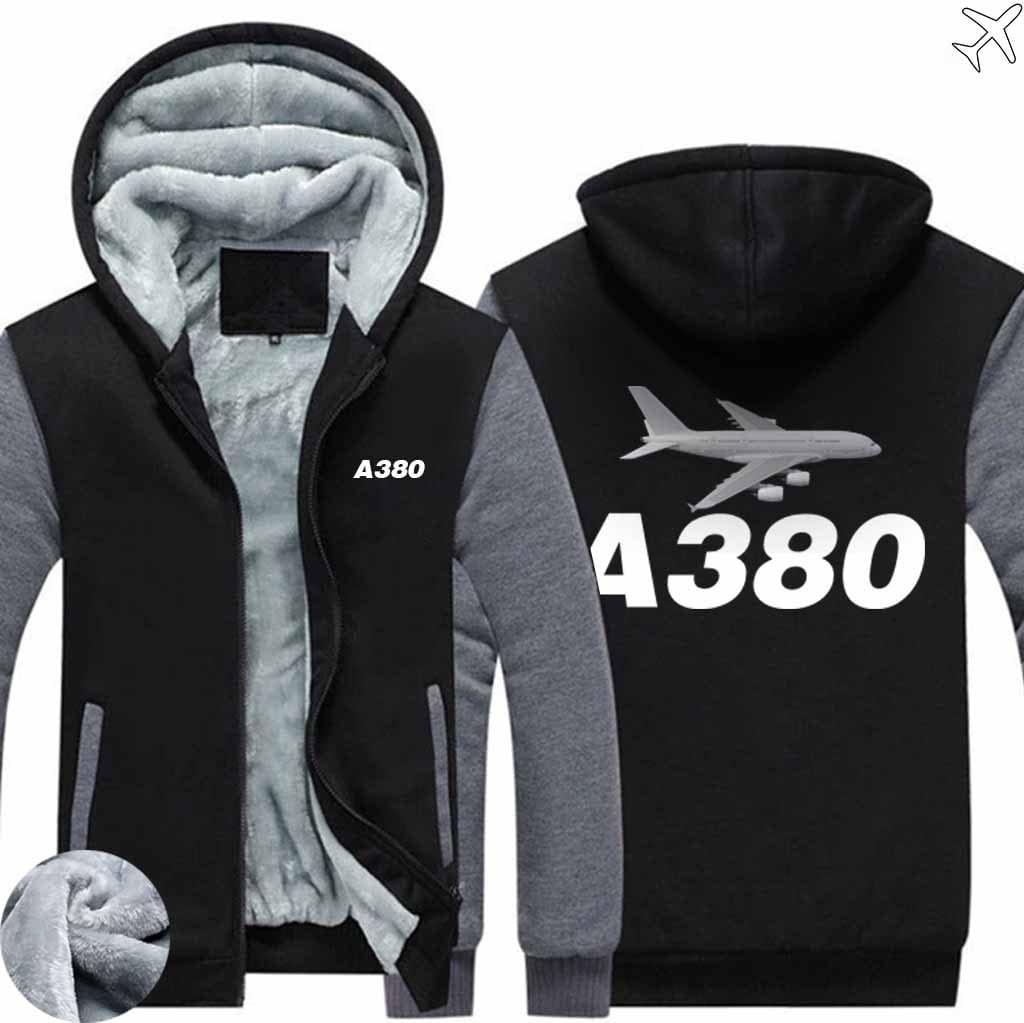 AIRZT HOODIES Black Gray / S Airbus A380 Zipper Sweaters