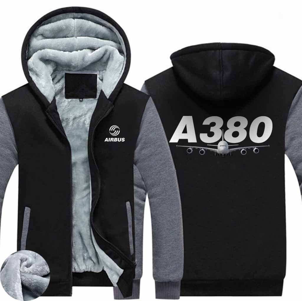 AIRZT HOODIES Black Gray / S Airbus A380 Zipper Sweaters