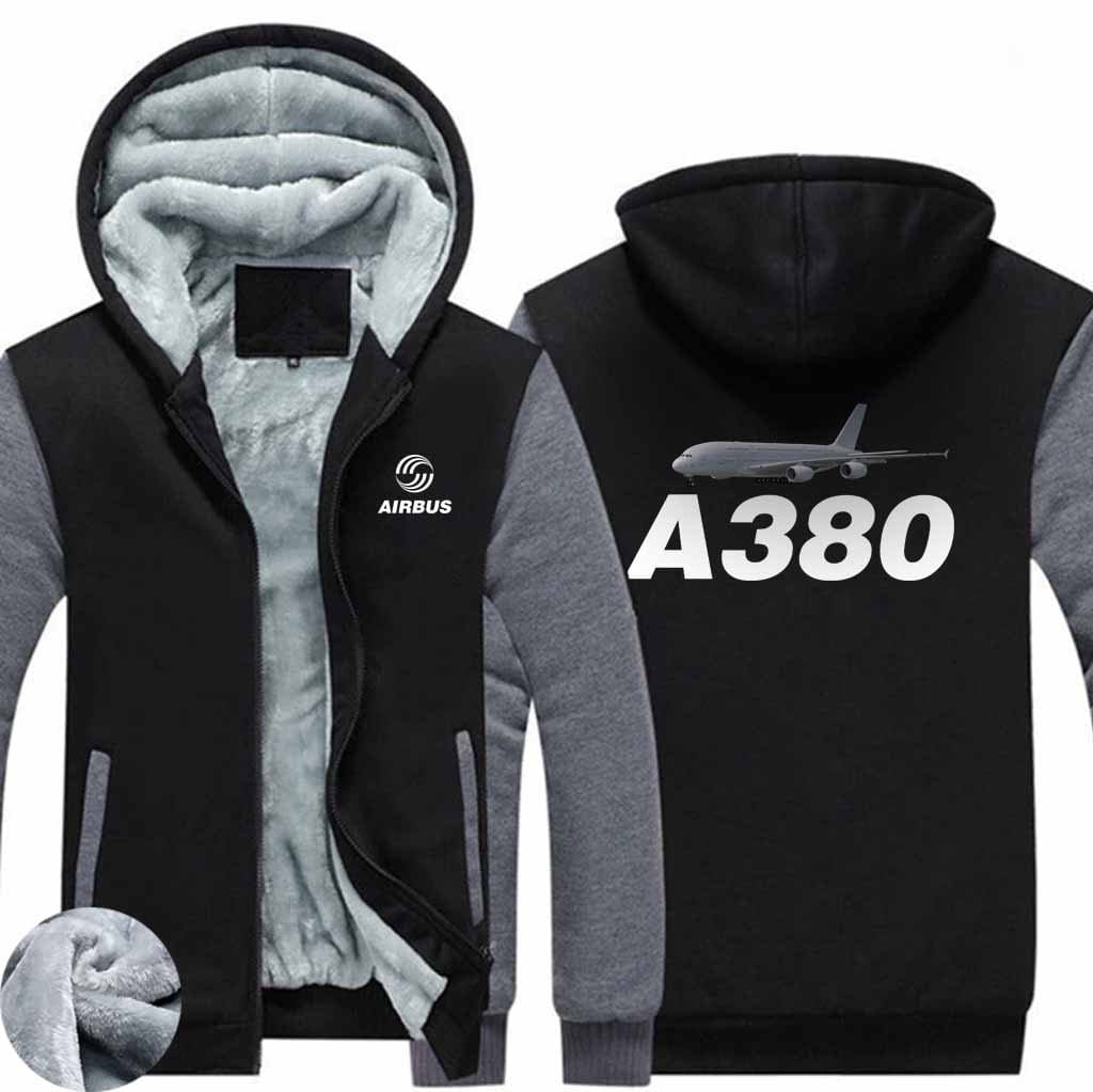 AIRZT HOODIES Black Gray / S Airbus A380 Zipper Sweaters