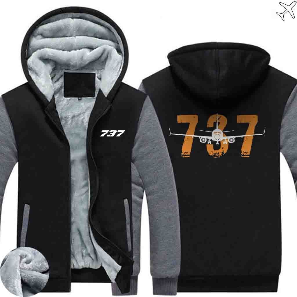 AIRZT HOODIES Black Gray / S Boeing 737 Zipper Sweaters