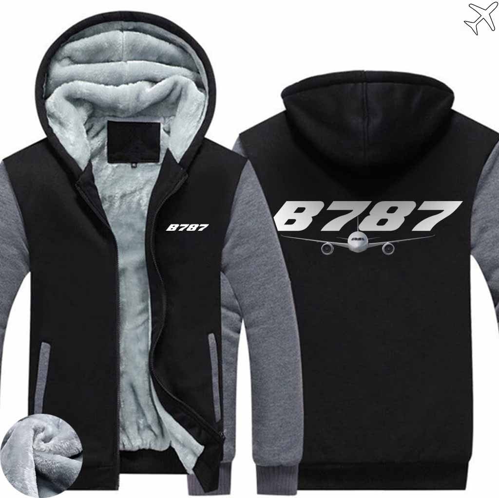 AIRZT HOODIES Black Gray / S Boeing B787 Zipper Sweaters