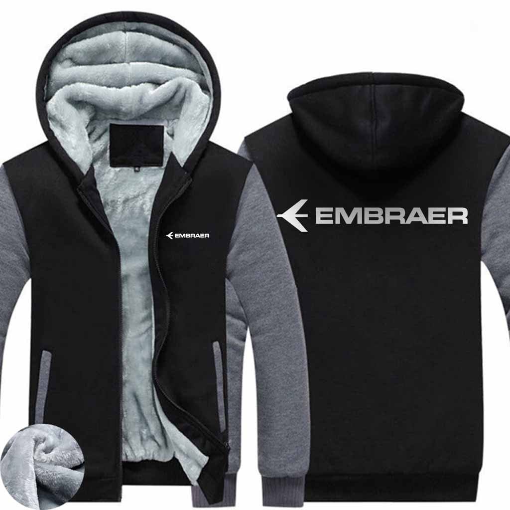 AIRZT HOODIES Black Gray / S Embraer Zipper Sweaters