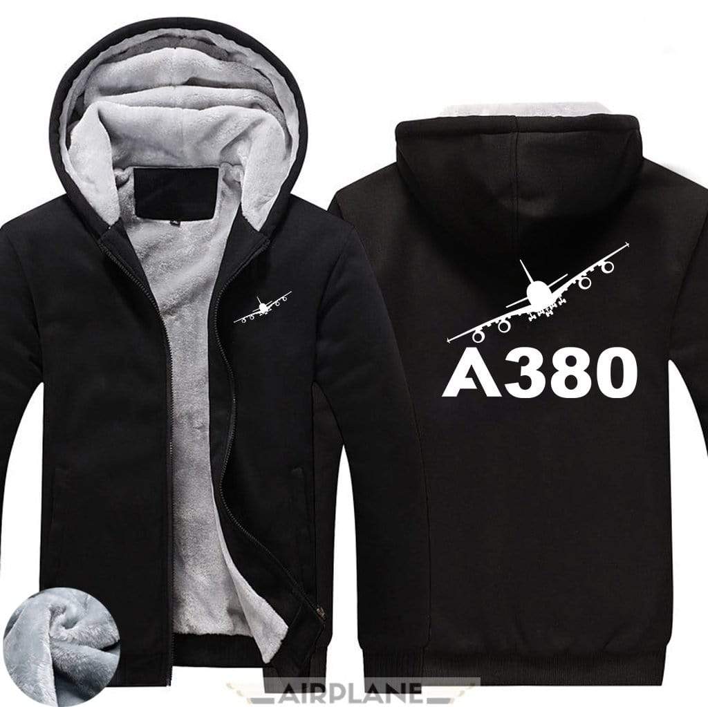 AIRZT HOODIES Black / S Airbus A380 Zipper Sweaters