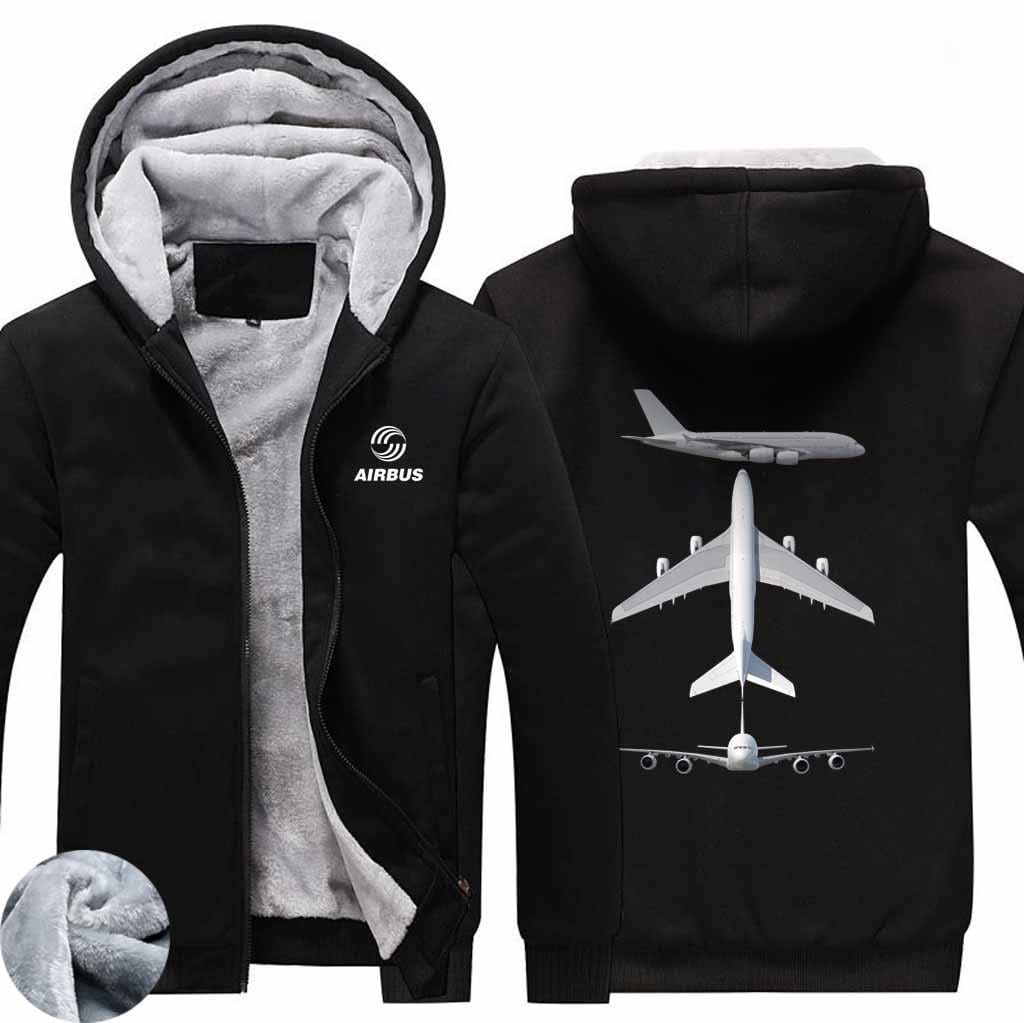 AIRZT HOODIES Black / S Airbus A380 Zipper Sweaters