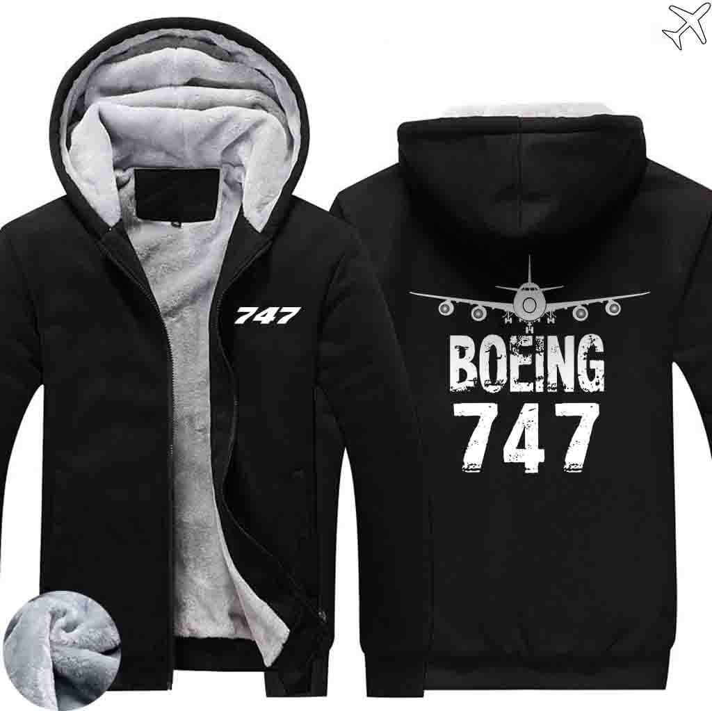 AIRZT HOODIES Black / S Boeing 747 Zipper Sweaters