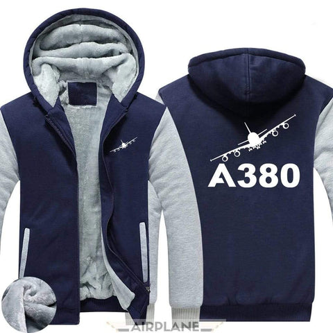 AIRZT HOODIES Blue / S Airbus A380 Zipper Sweaters