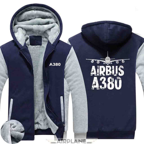 AIRZT HOODIES Blue / S Airbus A380 Zipper Sweaters