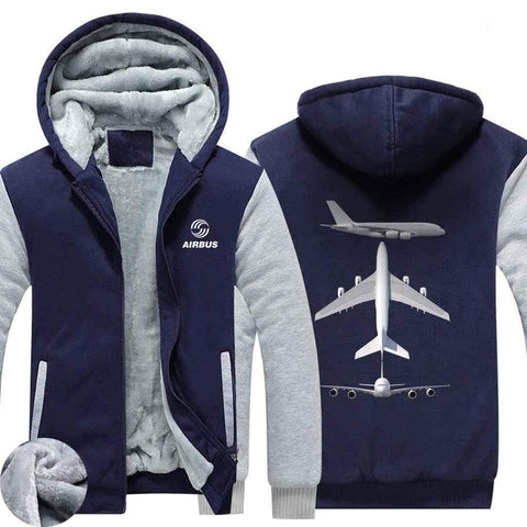 AIRZT HOODIES Blue / S Airbus A380 Zipper Sweaters