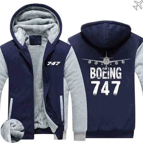 AIRZT HOODIES Blue / S Boeing 747 Zipper Sweaters