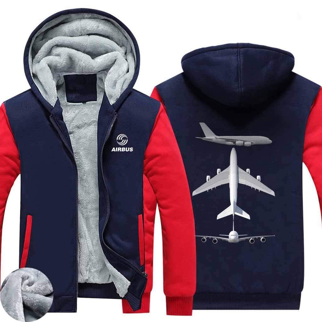 AIRZT HOODIES Red / S Airbus A380 Zipper Sweaters