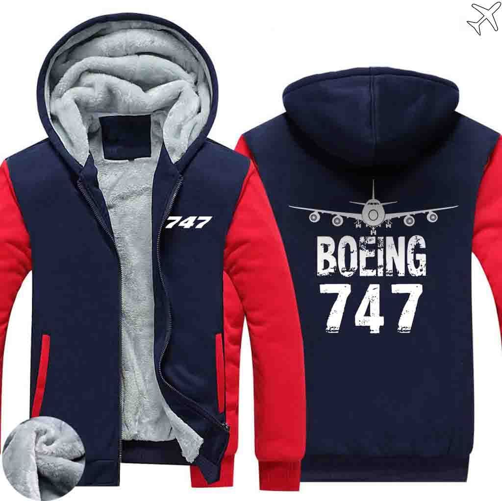 AIRZT HOODIES Red / S Boeing 747 Zipper Sweaters