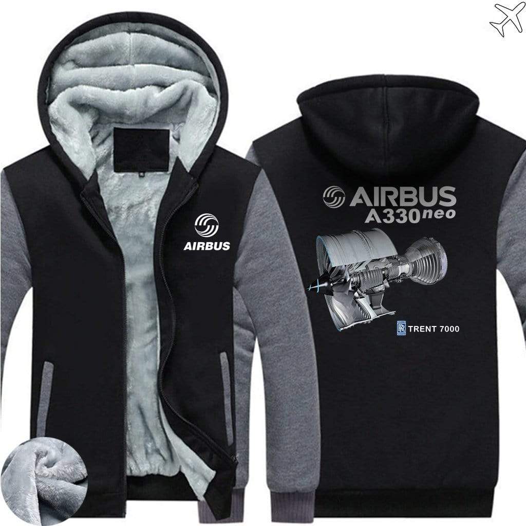 AIRZT sweatshirt Black Gray / S Airbus A330 neo Zipper Sweaters