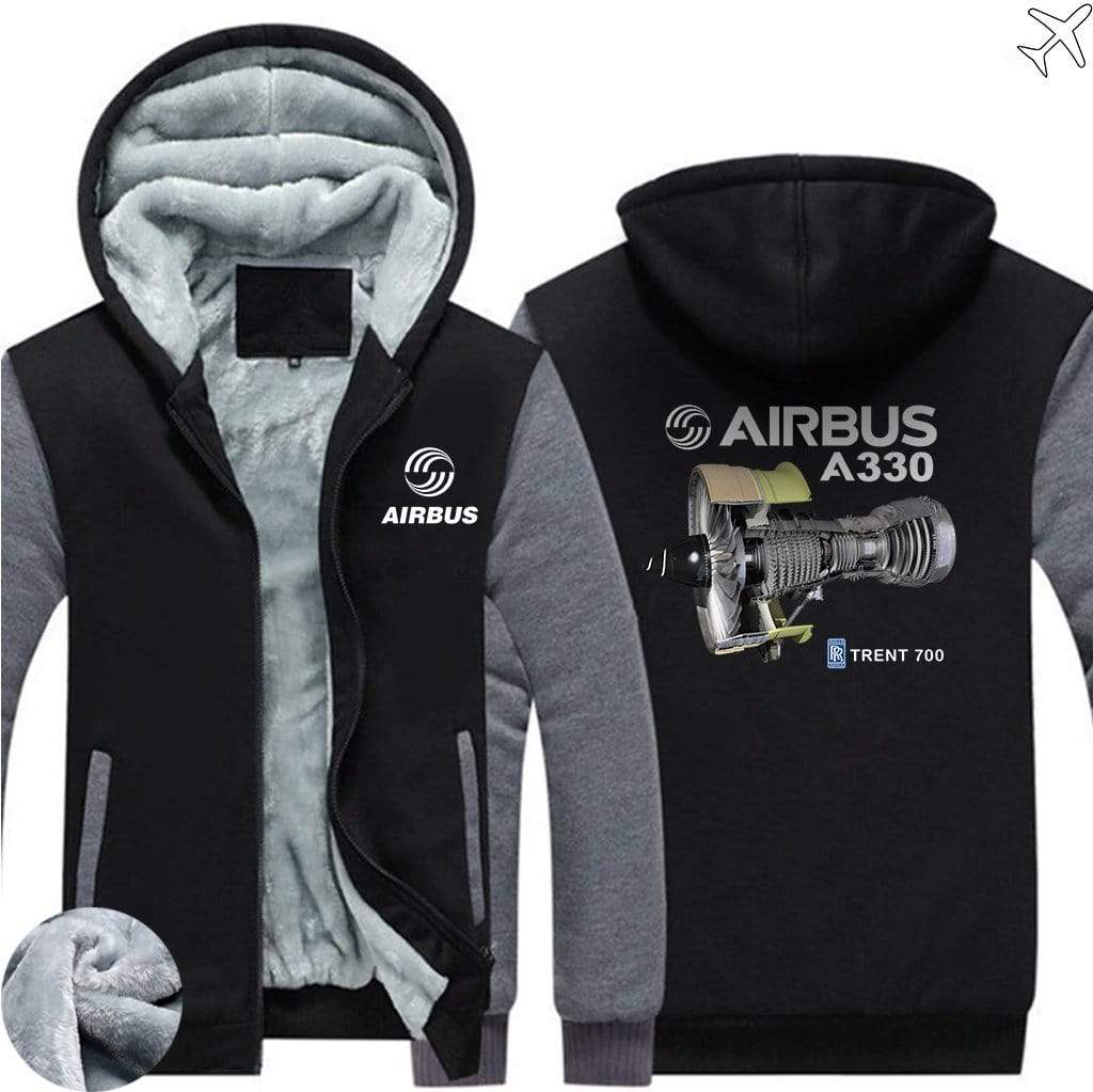 AIRZT sweatshirt Black Gray / S Airbus A330 Zipper Sweaters